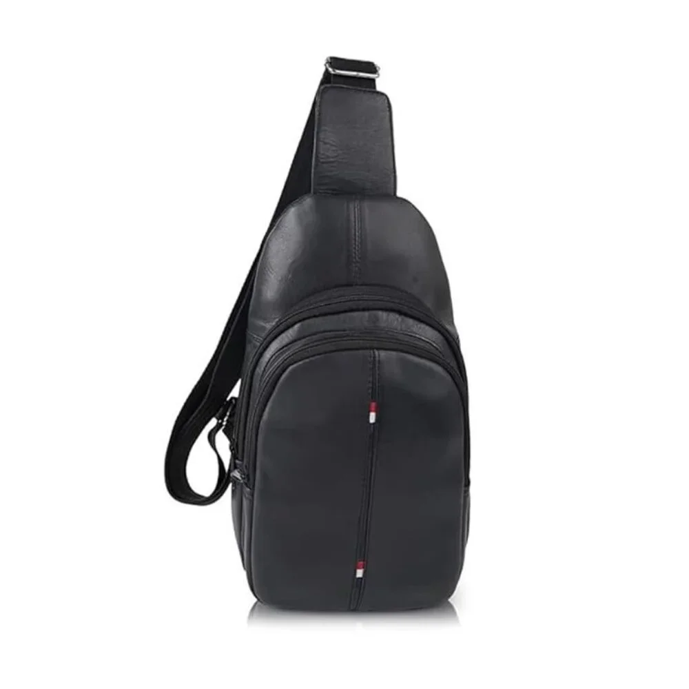Black Leather Chest Bag